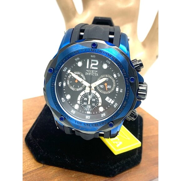 Invicta Men's Watch 20074 Speedway Quartz Chronograph Blue Black Rubber Strap - Picture 1 of 15